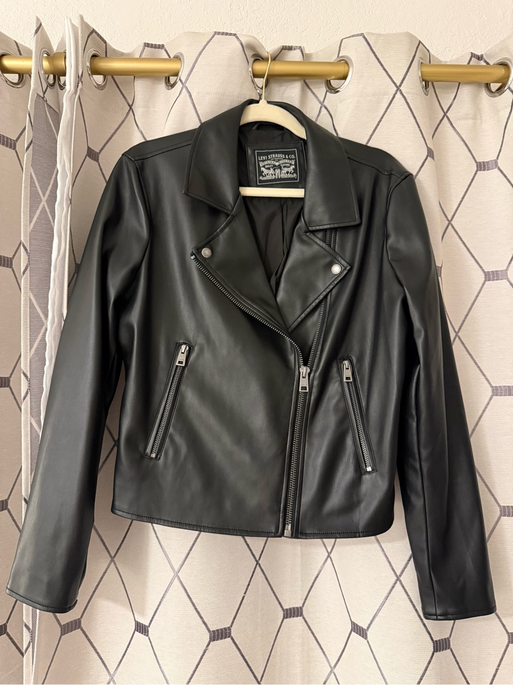 Levi’s Women’s Black Faux Leather Moto Biker Jacket Size L